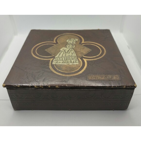 Vintage Antique Early 1900's Pyrography Hanky Vanity Storage GloveBox - Picture 2 of 11